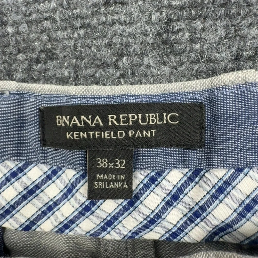Banana Republic Kentfield Pant Mens 38x32 Grey Linen Cotton Flat Front Casual